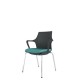 Black Perforated Back Chair With Integrated Arms, Upholstered Seat And Chrome 4 Leg Frame